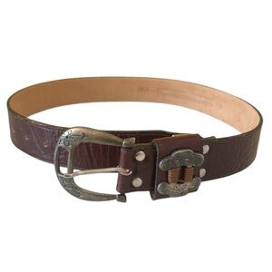 Letherock Brown Leather Belt with Silver Buckle Made in the USA Size S